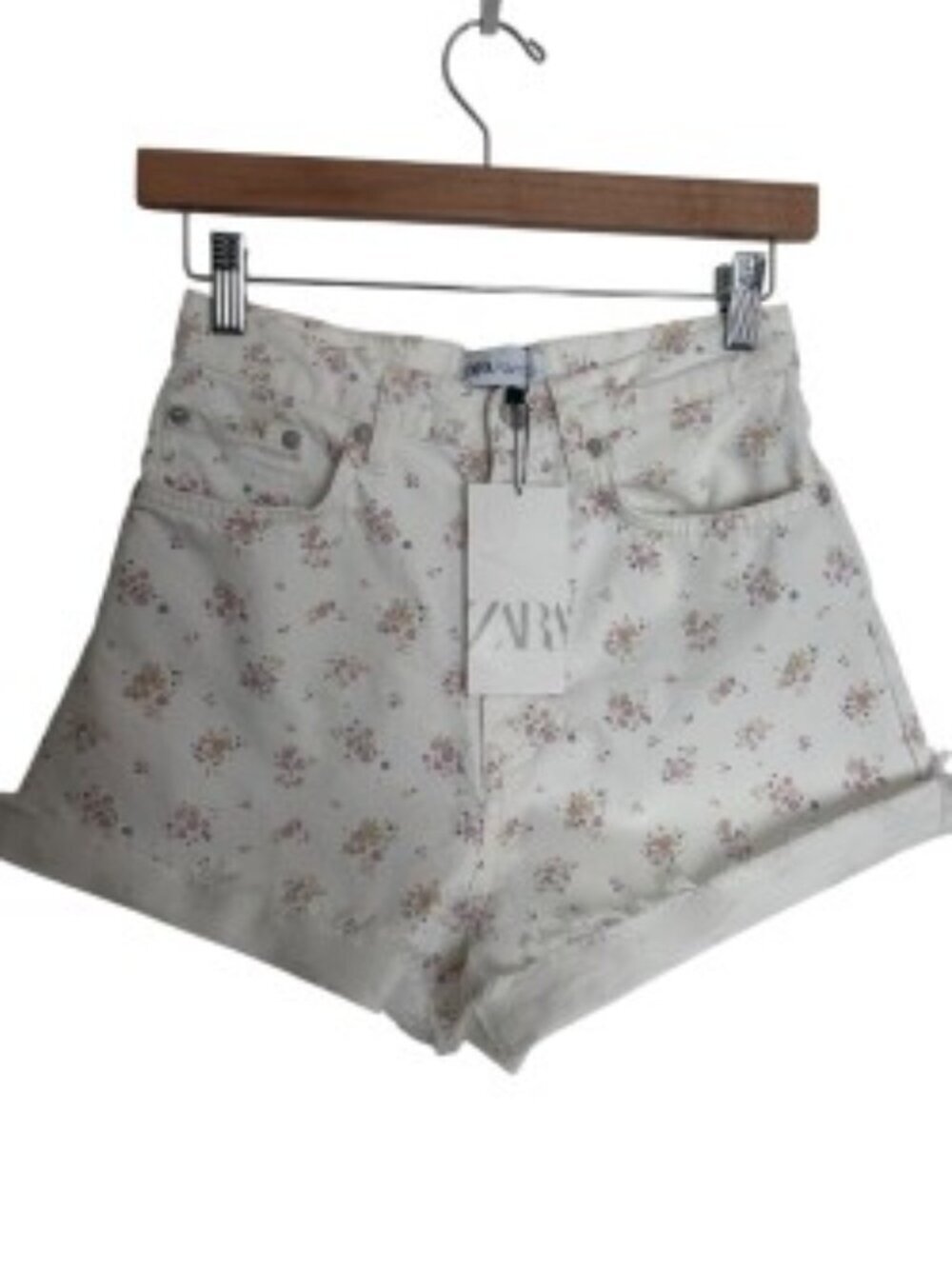 NWT Zara Floral Print Jean Shorts 4